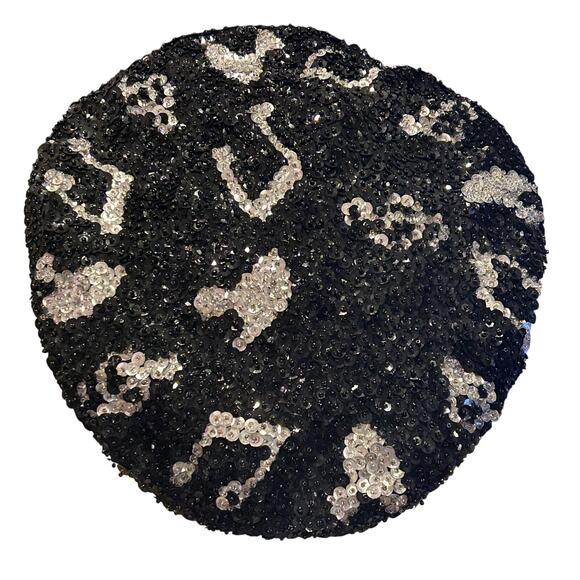 Vintage JC Black Bead and 
Sequin Hat Made In USA One Size - Picture 4 of 7